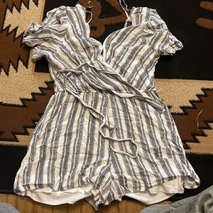 white black striped dress romper